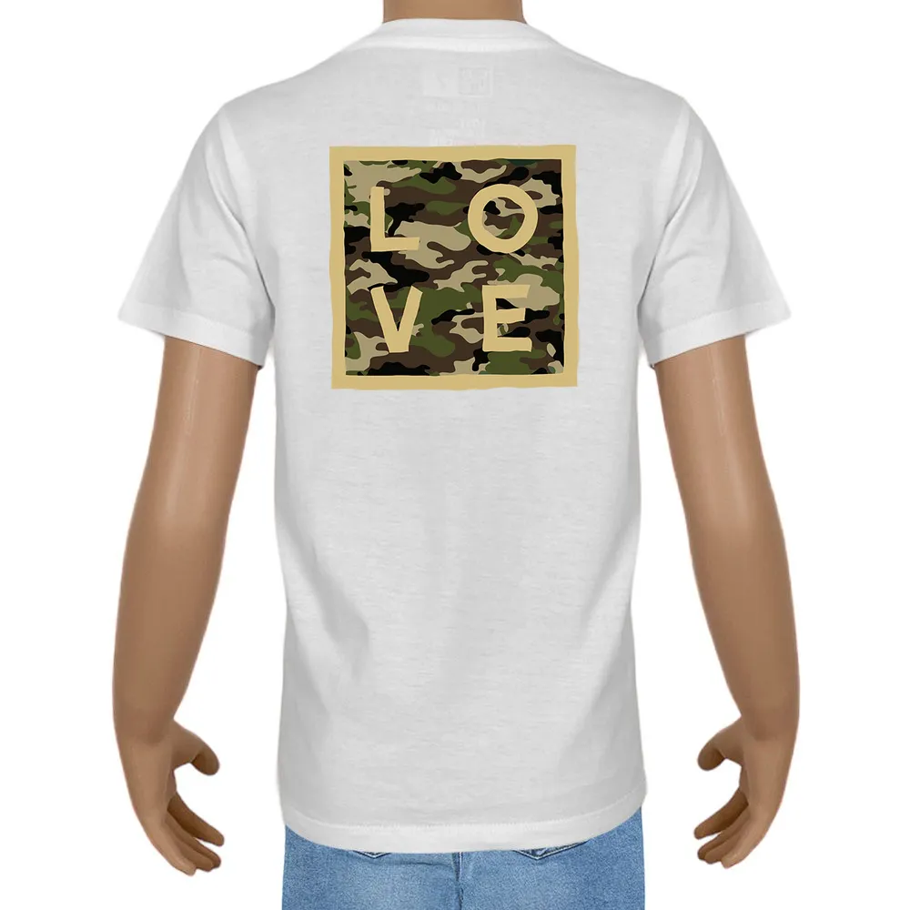 Kid's T-shirt – Cotton – Plain – White - Camouflage